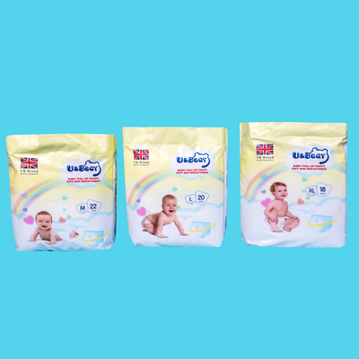 أبيض ADL Baby Pull Up Pants Super الامتصاص عضوي سحب حفاضات مطبوعة