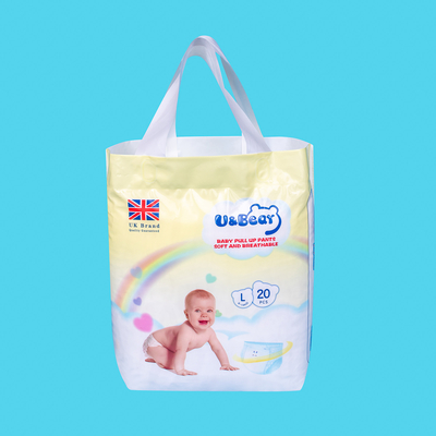 أبيض ADL Baby Pull Up Pants Super الامتصاص عضوي سحب حفاضات مطبوعة