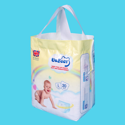 أبيض ADL Baby Pull Up Pants Super الامتصاص عضوي سحب حفاضات مطبوعة